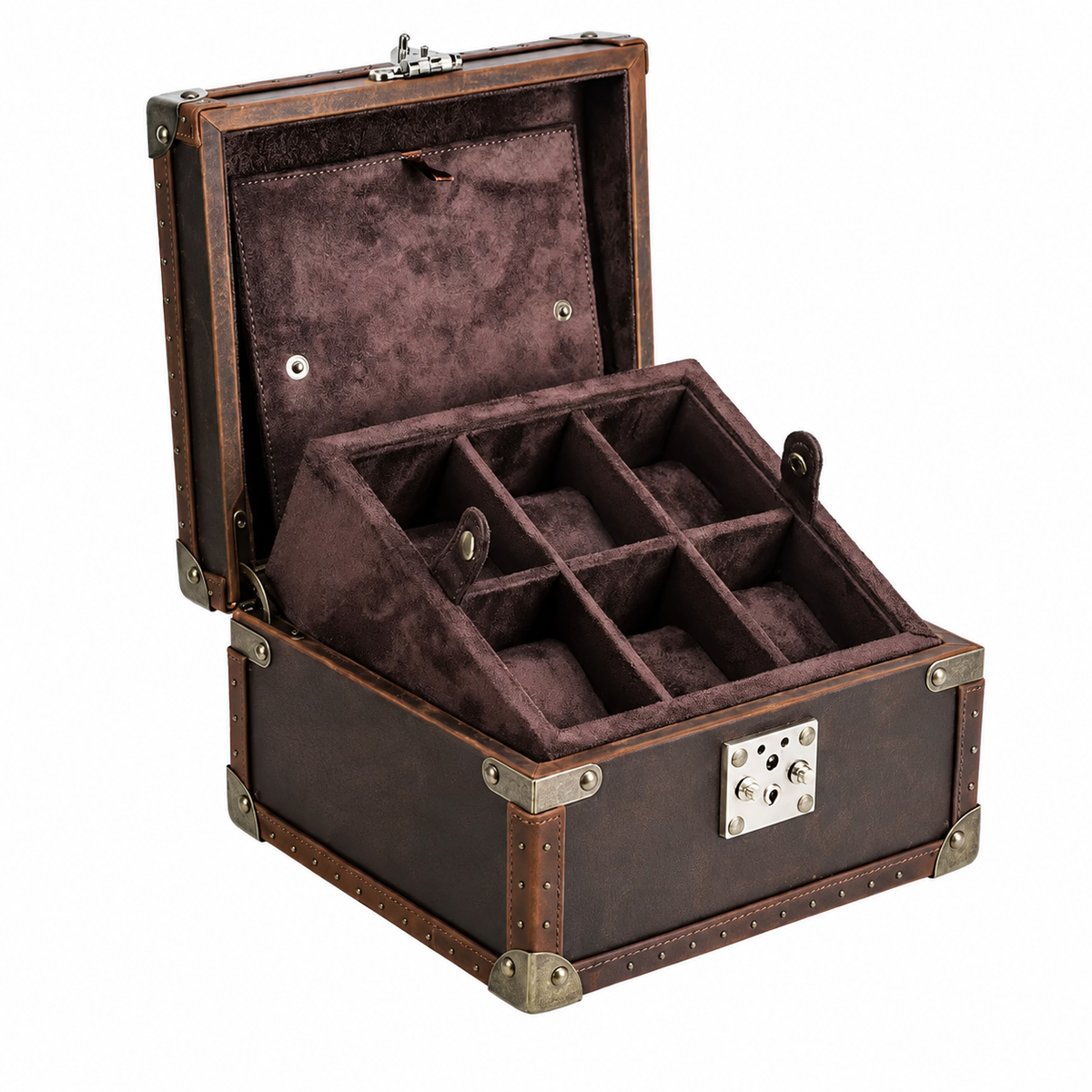 Uhrenbox aus echtem Leder 6 Fächer